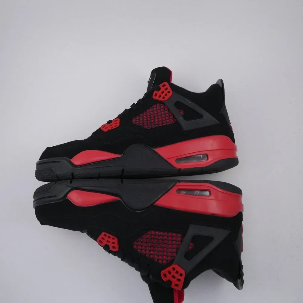 Nike Air Jordan 4 Retro Men's 8 Rare Black Suede Red Thunder Sneakers DC7770-160
